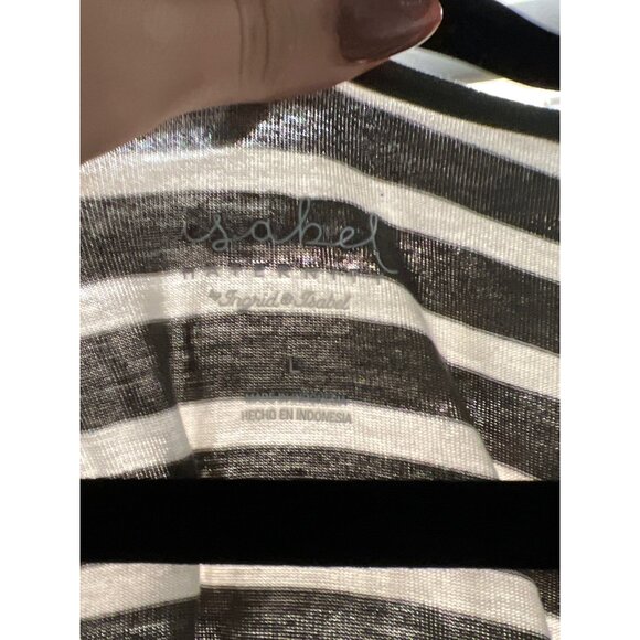 Isabel Maternity By Nordstrom Womens Black & White Striped Sleeveless Flowy Tank - Picture 3 of 4